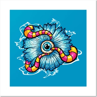 Eyeball Flower Tentacles Rockabilly Tattoo Cartoon Style Eye Posters and Art